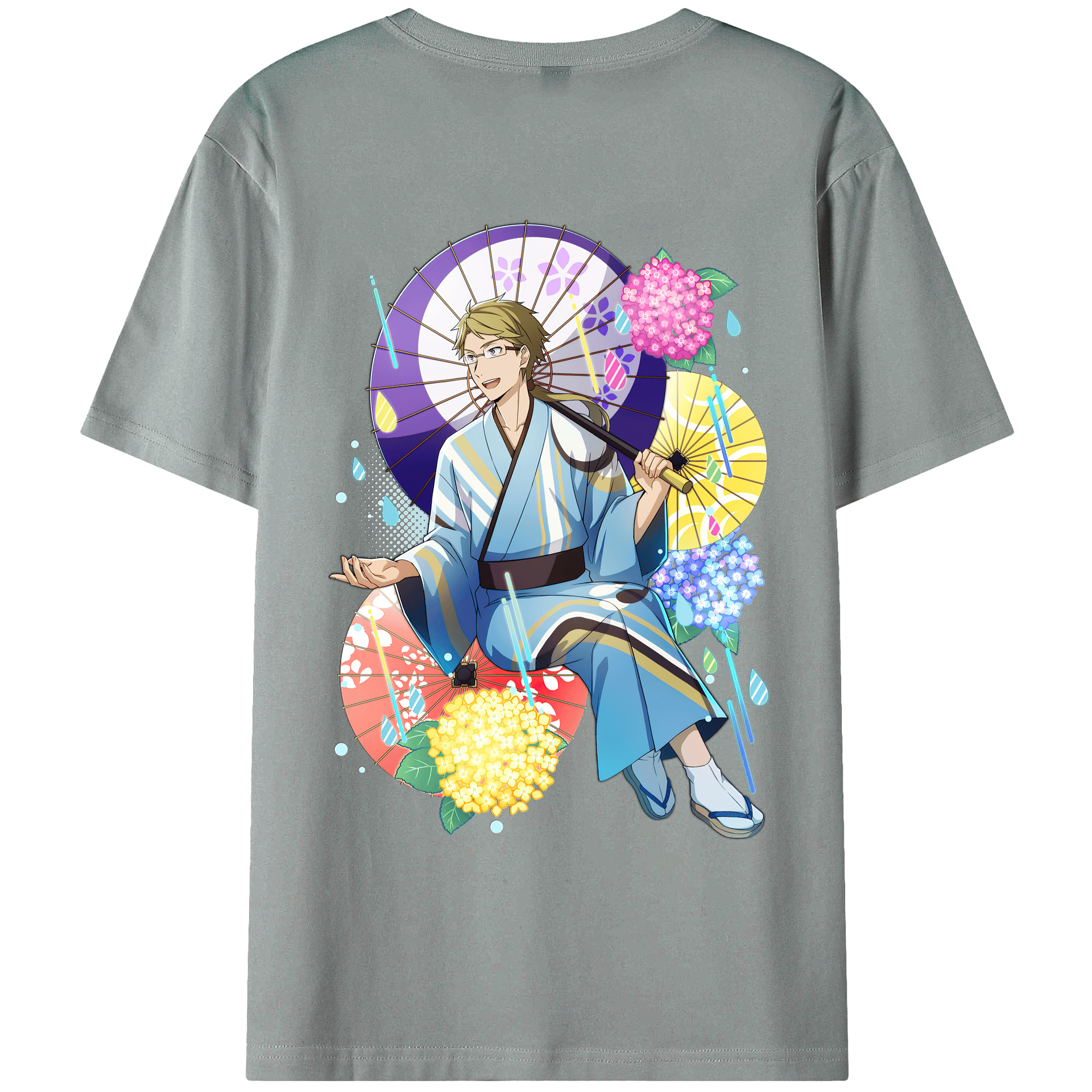 （画像用） 文豪ストレイドッグス Bungo Stray Dogs 綿100％ メンズ半袖Tシャツ（バックプリント） 通気性